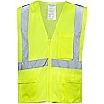 Ironwear 1284FR-LZ-2-M ANSI Class 2 Flame Retardant Polyester Mesh Safety Vest with Zipper and 2" Silver Reflective Tape, Medium, Lime