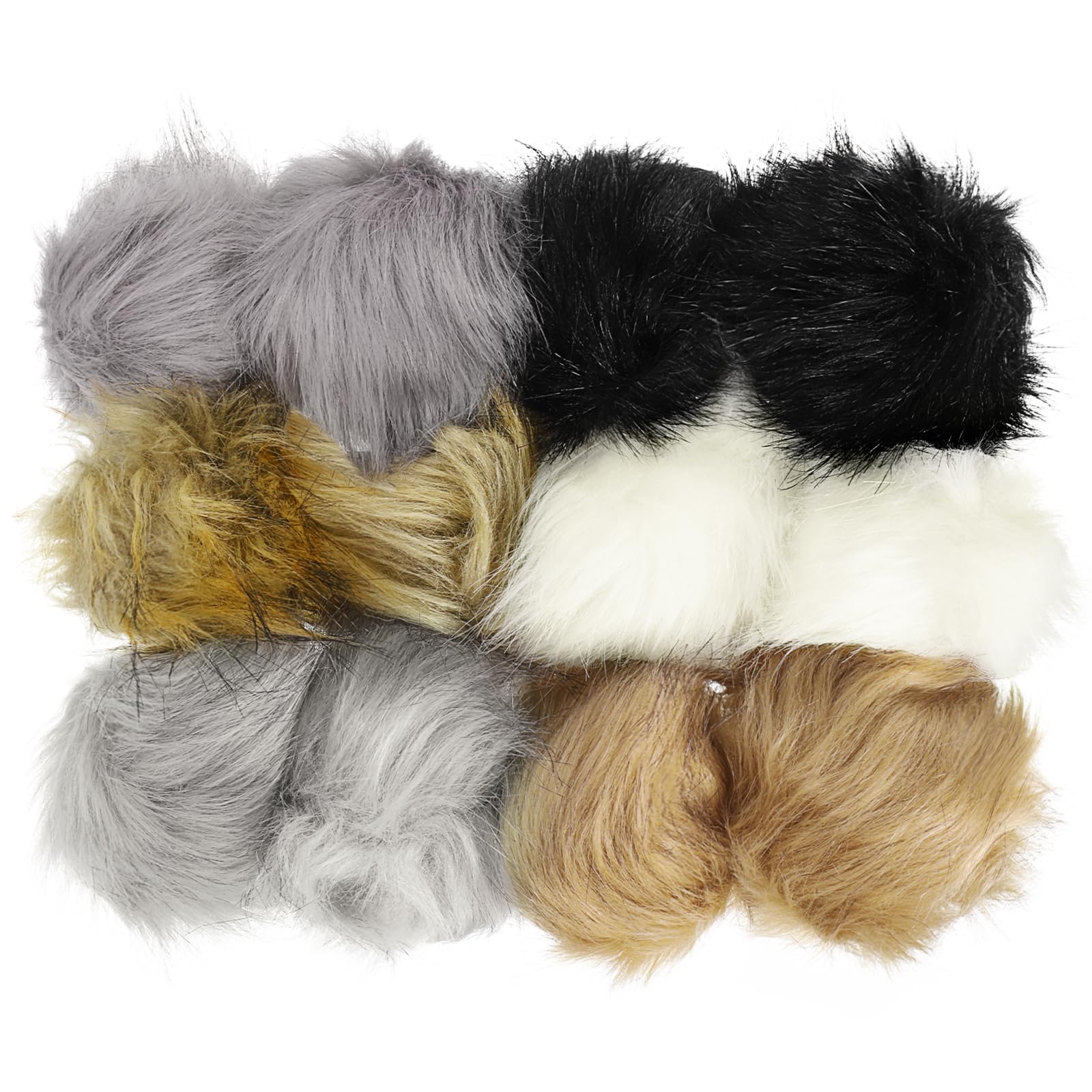PATIKIL Faux Fur Pom Poms for Hats, 12 Pcs Fluffy Soft Fur Poms Balls with Elastic Loop for Keychain Knitting Hats DIY Scarves Gloves Bag Christmas, 6 Color
