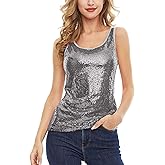 Women's Sleeveless Glitter Sequin Tank Tops Shimmer Vest Tops Glitter Camisole for Women Girl