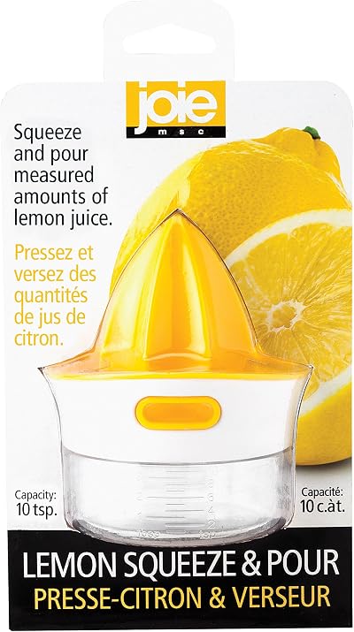 Joie Citrus Juicer with Built-In Strainer Yellow Lemon Lime Squeezer