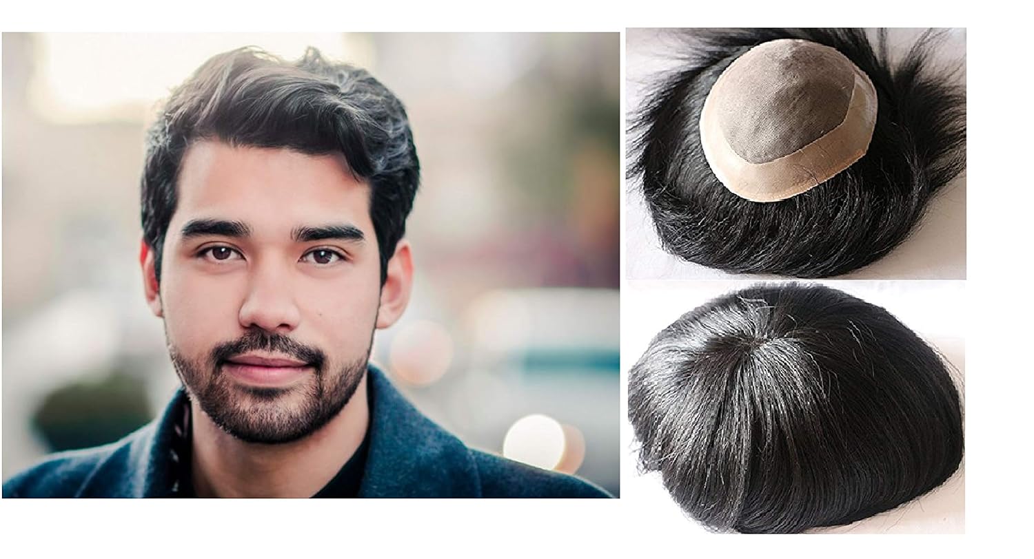Boxo Monofilament Base Human Hair Patch Wigs For Men And Boys 80 G