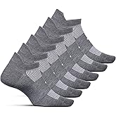 Feetures High-Performance Max Cushion No Show Tab Solid - for Men & Women, Athletic Ankle Socks, Moisture Wicking - Small, Heather Grey-6Pack