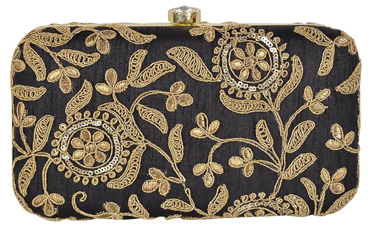 tooba handicraft party wear hand embroidered box clutch bag purse for bridal, casual, party, wedding