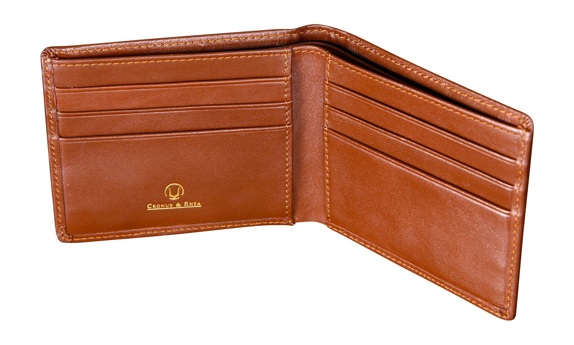 Cronus & Rhea - Money Clip Made of Leather (Ladon) - Card Holder Case Purse Wallet - With Gift Box - Men Women (Cognac)