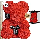 ROSERAIE DE PARIS Large 16-Inch Rose Bear Gift Set with Gift Box | Handmade Artificial Flower Teddy Bear | Luxury Rose Teddy Bear for Valentine’s Day, Anniversary, Birthday