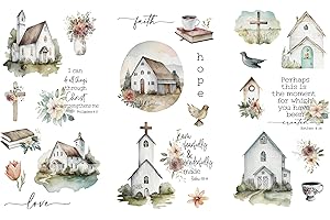 Rub on Transfers for Crafts and Furniture | 3 Design Sheets 6”x 12” | Home Decor Transfers | Furniture and Craft Decals | by Thymeless Designs (Farmhouse Churches)
