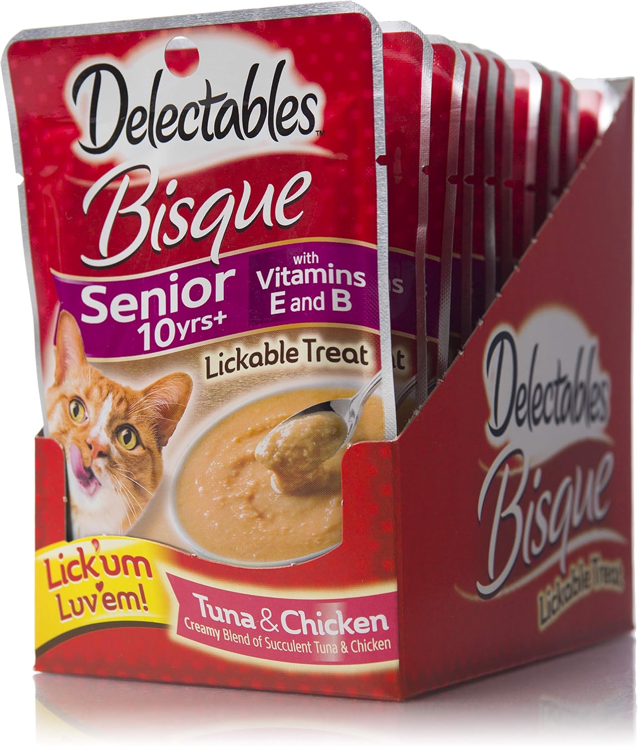 Delectables Bisque Lickable Treat for Senior Cats Tuna Chicken (Box of 12) : Pet Supplies