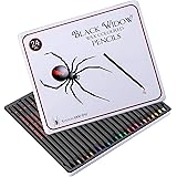 Black Widow Colored Pencils For Adults - 24 Coloring Pencils With Smooth Pigments - Best Color Pencil Set For Adult Coloring 