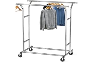 SimpleHouseware Heavy Duty Double Rail Clothing Garment Rack, Chrome