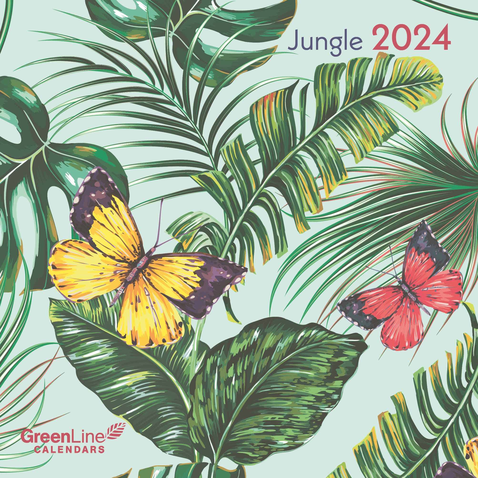 GreenLine Jungle 2024 - Wall Calendar - Brochure Calendar - 30 x 30-30 x 60 cm Open, Small