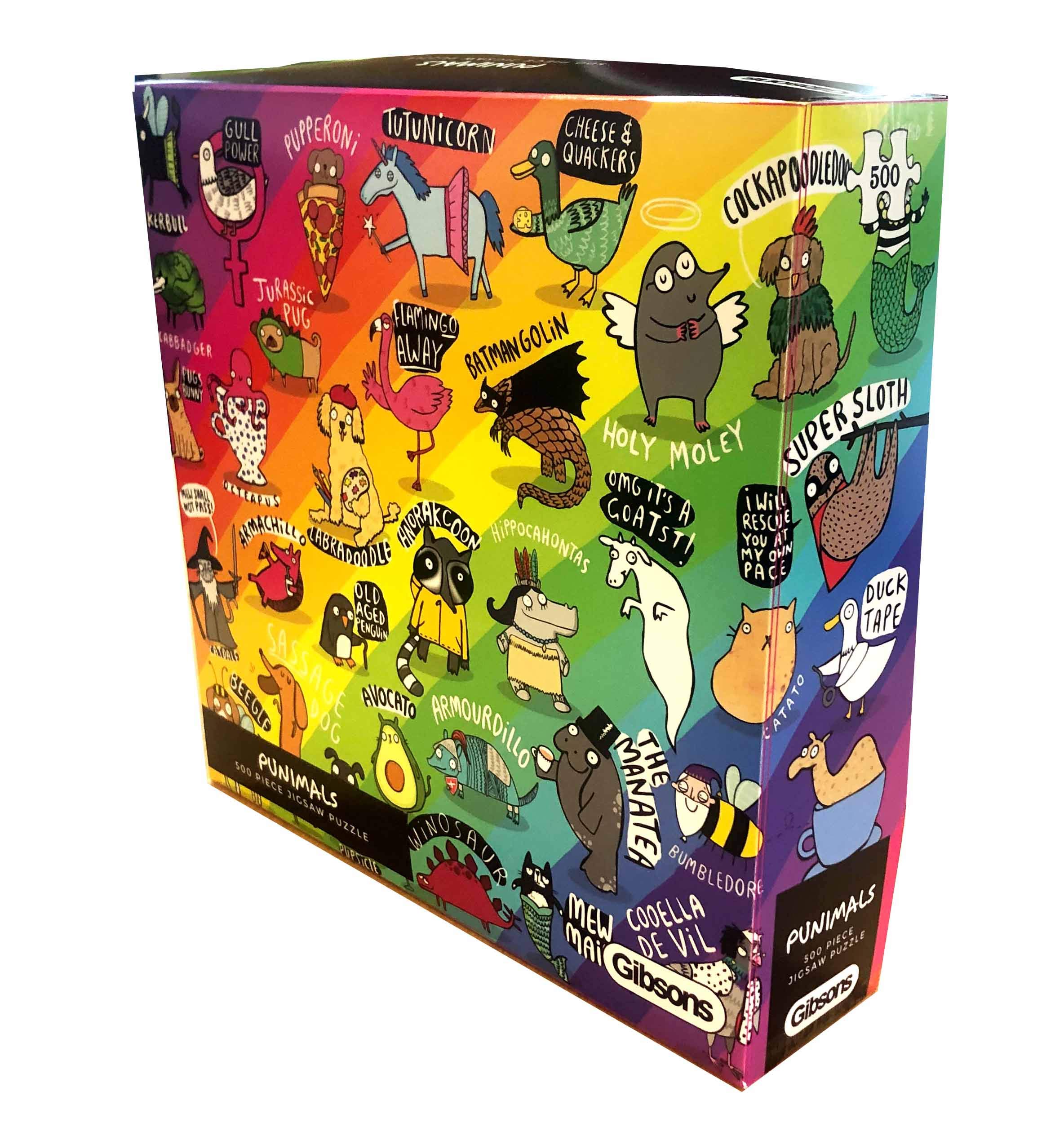 Punimals | 500 Piece Jigsaw Puzzle | Funny Animal Cartoons | Sustainable Jigsaw Puzzle for Adults | Premium 100% Recycled Board | Great Gift for Adults | Gibsons Games