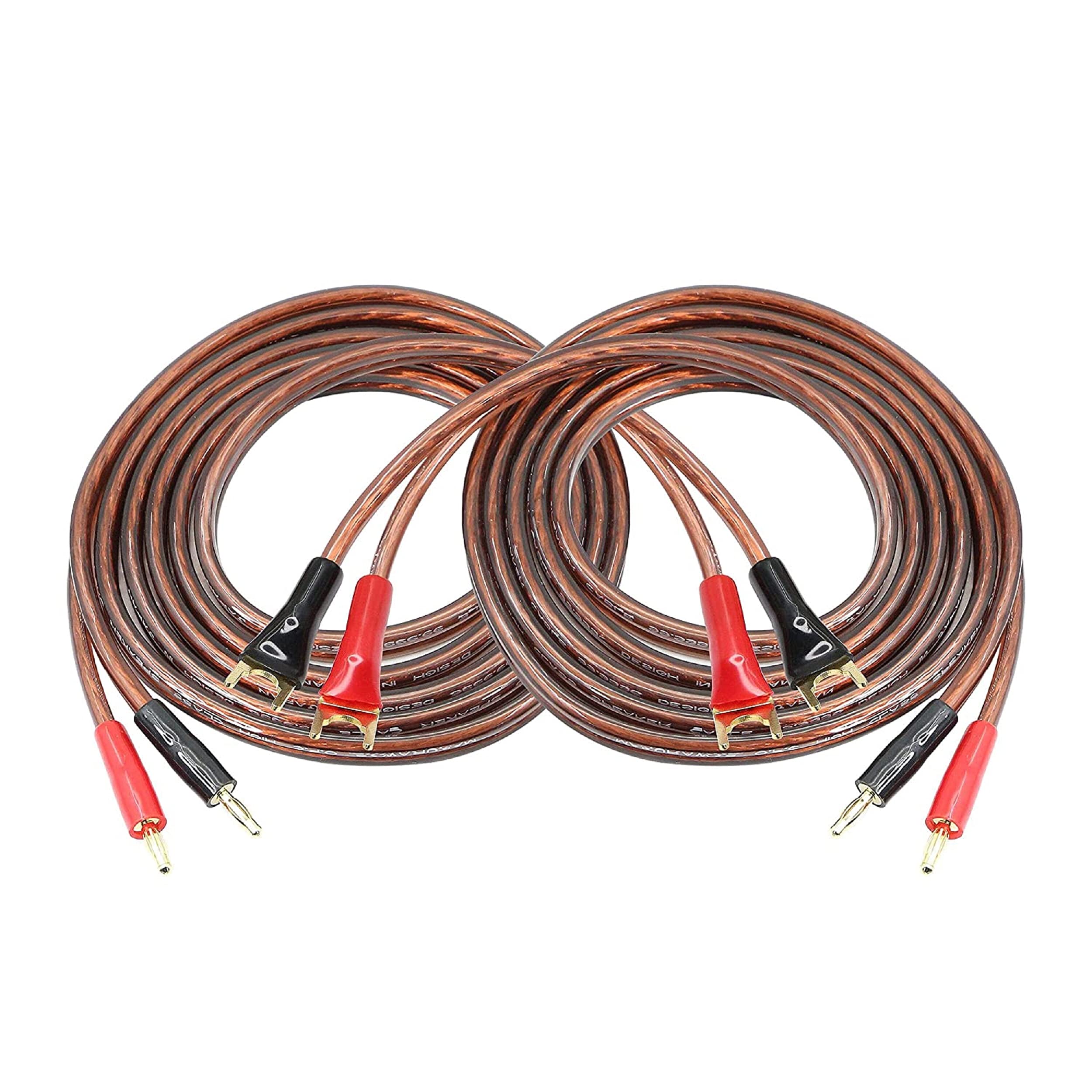 MEIRIYFA HiFi OFC Speaker Cable with Banana Plug to Y Spade Plug, 4mm Banana Plug to U Fork Plug Speaker Wire Cord Jumper Cable for Speaker Amplifier -2PCS (2M)