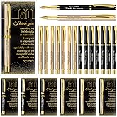 Feifeiya 50 Set 60th Birthday Party Favor for Guest Anniversary Party Favor with Black and Gold Ballpoint Pens and Thank You Cards for Women Men Birthday Anniversary Appreciation Gifts