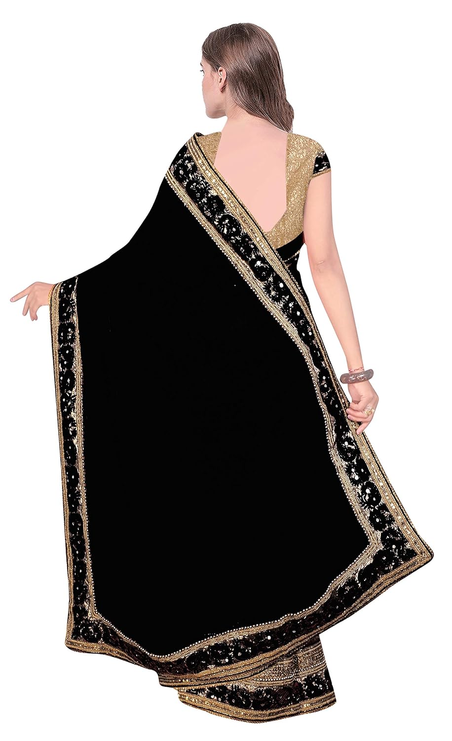 panash trends women's heavy embroidery work satin chiffon net saree