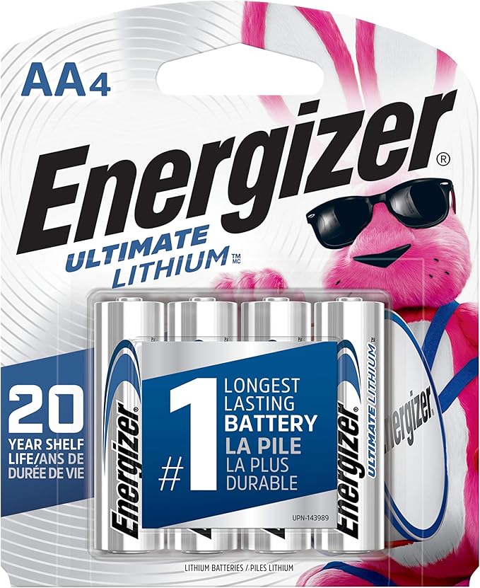 Energizer AA Lithium Batteries, Double A Battery Ultimate Lithium (4