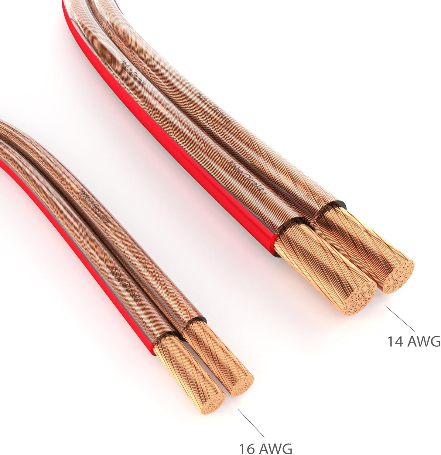 KabelDirekt - Pure Copper Stereo Audio Speaker Wire & Cable - Made in Germany - 14 AWG Gauge - 100 feet - (For Hifi Speakers and Surround Sound Systems, Pure Copper, with polarity markings): Electronics