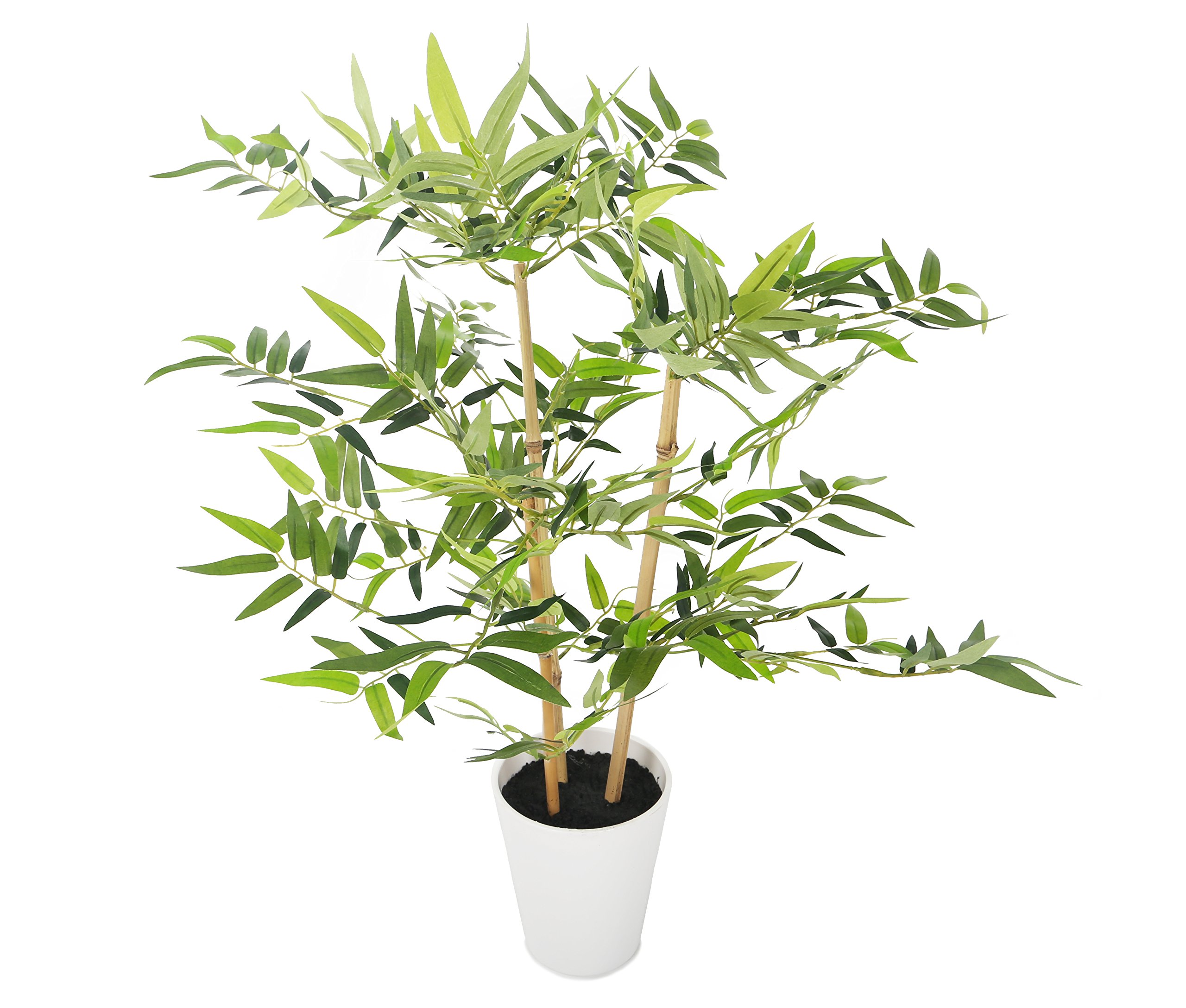 Closer2Nature 2ft 3” Artificial Golden Bamboo; Artificial Plants With White Pot, Great for Indoor and Outdoor, Realistic Lush Green Leaves; Perfect House Plants or Artificial Outdoor Plants