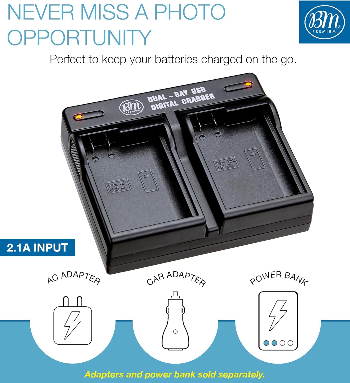 BM Premium 2 Pack of EN-EL15B Batteries and Dual Battery Charger for Nikon Z6, Z7, D780, D850, D7500, 1 V1, D500, D600, D610, D750, D800, D800E, D810, D810A, D7000, D7100, D7200 Digital Cameras: Home Audio & Theater