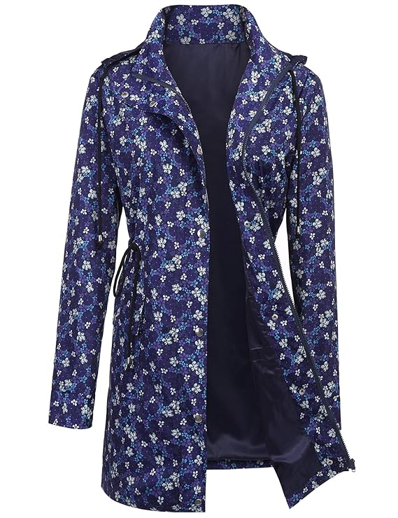 UUANG Rain Jacket Women Waterproof Hood Lightweight Outdoor Windbreaker (Floral Print1,L) best women's raincoats UUANG Rain Jacket Women Waterproof Hood Lightweight Outdoor Windbreaker (Floral Print1,L) best women's raincoats