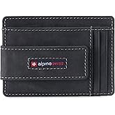 Alpine Swiss Harper Mens RFID Slim Money Clip Front Pocket Wallet Minimalist Leather ID Card Holder | RFID, Slim, Money Clip, Front Pocket, Minimalist, ID Card Holder