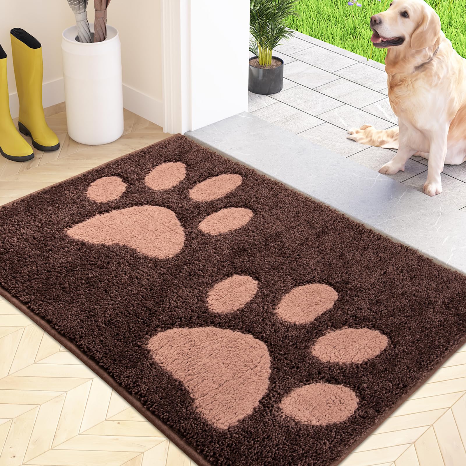 FCSDETAIL Dirt Trapper Indoor Door Mat 50 x 80 cm, Washable Entrance Rug, Absorbent Dog Doormat for Muddy Paws, Inside Mat for front door, Entryway, Pets