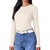Beluring Women Long Sleeve Shirt Crew Neck Tops Slim Fit Tshirts Basic Ribbed Tee