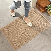 HIYARD Front Door Mat, Absorbent Resist Dirt Welcome Door Mat Indoor Outdoor, Waterproof Doormat, Sturdy Non Slip Backing, Fade Resistant, Low Profile Entry Mat for Entryway, 29×17, Beige