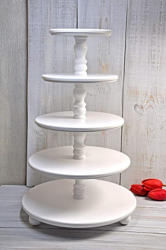 5 niveles base para tartas de madera blanca desmontable para la boda