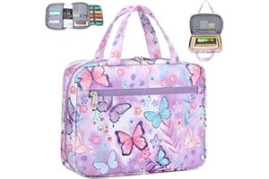 Octsky Bible Covers Bible Case Book Carrying Case Scripture Church Bag Bible Protective with Handle Zippered Pocket (Butterfly Purple)