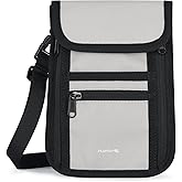 Hanke Passport Holder, Travel Wallet for Womens and Men, Neck Wallet Hidden Passport Pouch for Travel Adjustable Lightweight Thin with 6 compartments (Light Grey)