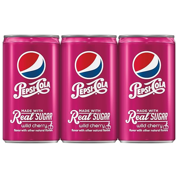 PEPSI, MADE WITH REAL SUGAR WILD CHERRY, 7.5 FL OZ. MINI CANS (6 PACK)