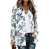Ezcosplay Women Hawaiian Shirts Long Sleeve Button Down Tropical Floral Holiday Beach Blouse Tops