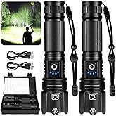 Rechargeable LED 99,000 Flashlights High Lumens 2-Pack Bright Flash Light | Super Bright Flashlight with 5 Modes, High Powered Handheld Flashlight for Home Camping Hiking Night Work