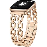 Wearlizer Compatible with Apple Watch Bands 41/40/38/44/45/46/49/42mm Women, Dressy Fancy Metal Chain Pretty Strap Designer Gold Silver Bracelet for iWatch Series 11 10 9 8 7 6 5 4 3 SE/Ultra 3 2 1