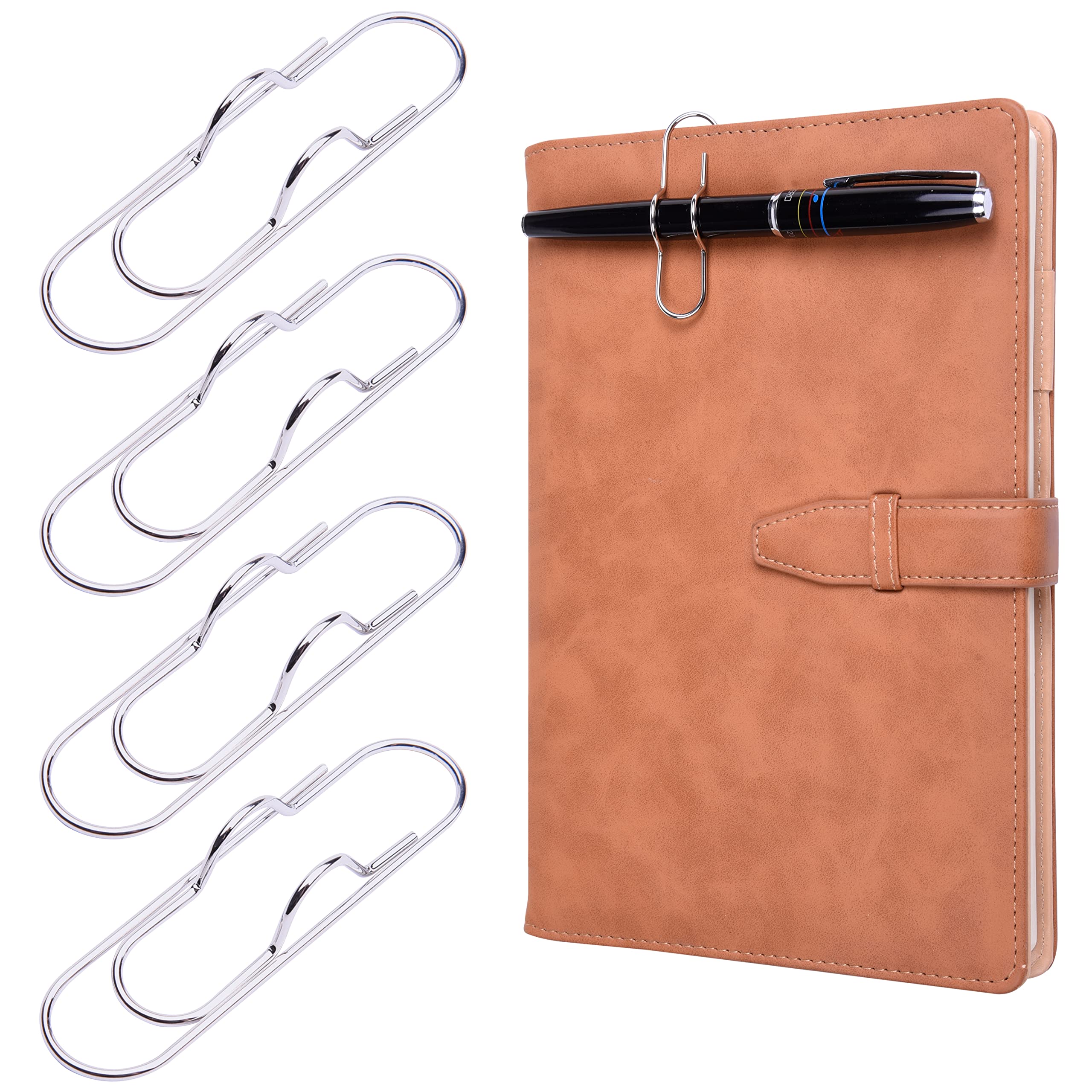 Wisdompro Pen Clip for Notebook, 12 Pack Stainless Steel Pen Pencil Clip Holder for Notebook, Books, Journal, Clipboard, Paper, etc. - 2.6 x 0.7 inch (Silver)