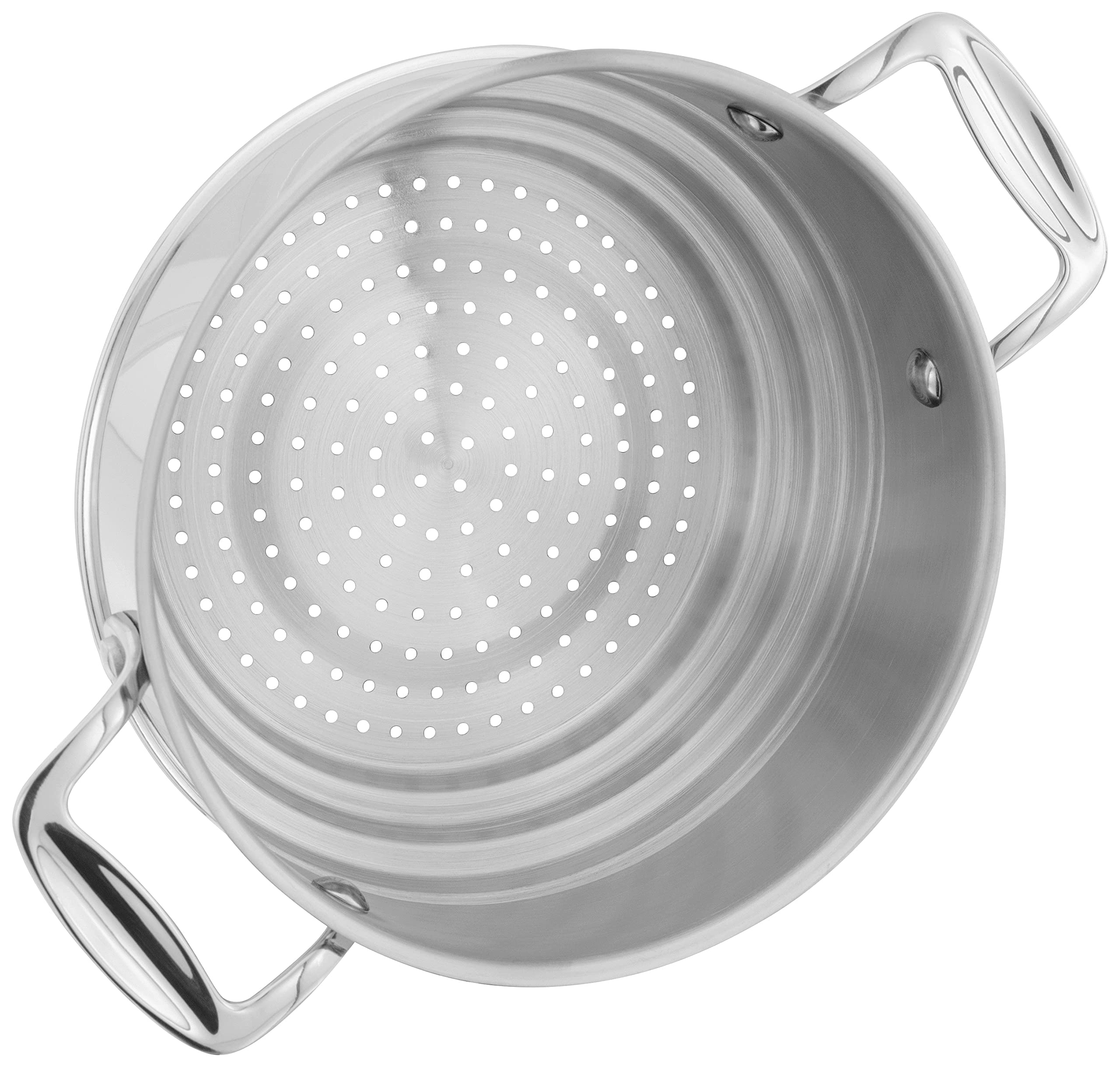 Stellar Profile Steamer Insert Stainless Steel Stepped Steamer with Twin Handles, Fits Most 16cm, 18cm or 20cm Pans
