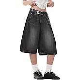 EMMIOL Jorts for Women Baggy Jean Shorts Y2K Wide Leg Bermuda Denim Shorts | Grunge Streetwear,Loose Fit,Boyfriend Short,High-Wasited,Going out,Daily Wear