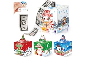 BAILIYAKE 4 Pack Christmas Money Box for Cash Gift Pull,Christmas Tree & Snowman & Santa & Elk Money Gift Boxes for Cash with Pull Out Card DIY Set Surprise Merry Box (Cute Christmas)