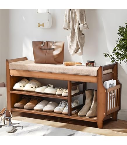 Shelf Shoe Cubby Bench With Cushion Outdoor Storage Bench With