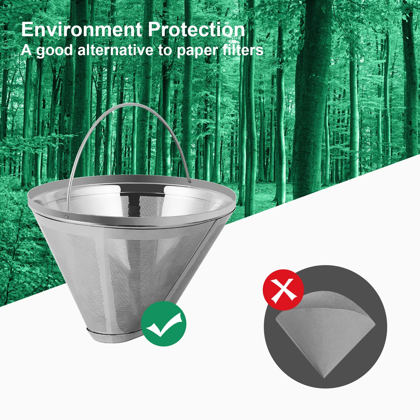 Reusable Coffee Filter Coffee Maker Filters, 304 Stainless Steel Replacement Permanent Basket Filter for Ninja Coffee Bar Brewer Ninja CFP301 DualBrew Ninja Coffee Makers