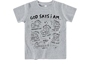 CHIPELER Kids Toddler Little Boys T-Shirt God Says I Am Construction Bible Verse Truck Excavator Tractor Shirt 2-7 Years