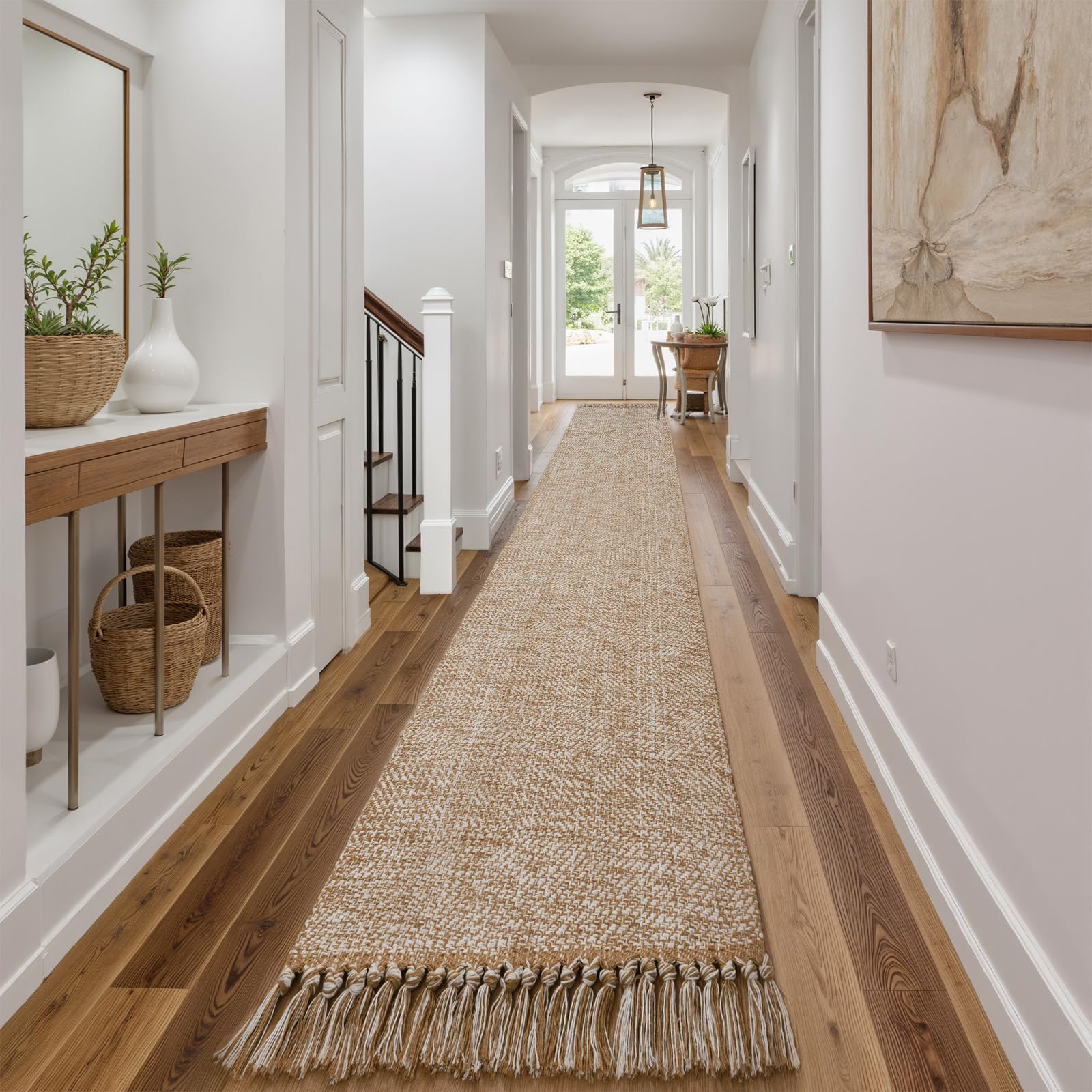 Collive Boho 18 ft Long Runner Rug for Hallway, Washable Kitchen Runner ...