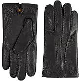 Hickey Freeman Men’s Leather & Cashmere Gloves – Hand Stitched 100% Leather & Italian Cashmere-Lined Winter Glove Pair
