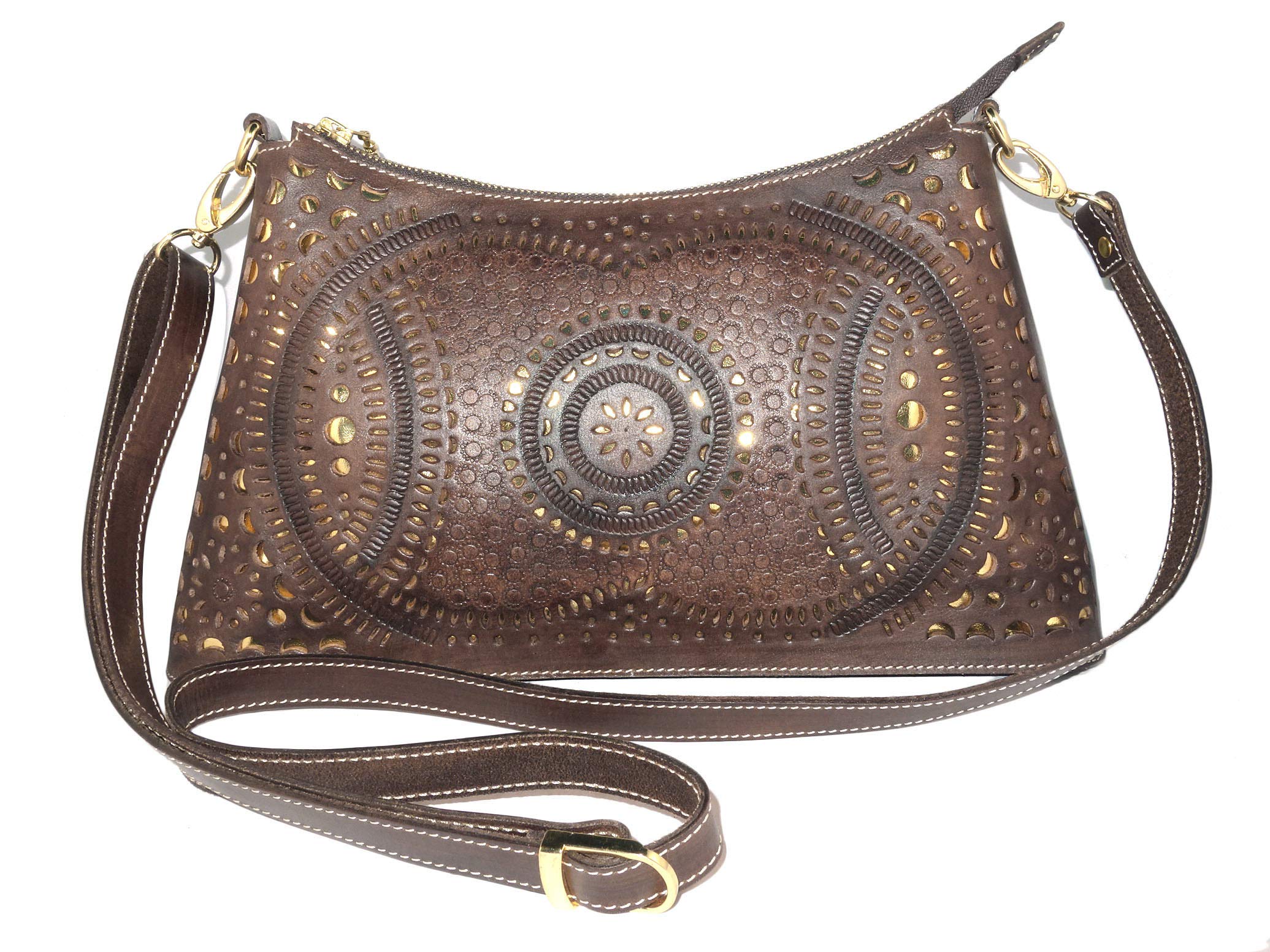 Cords Craft | Genuine Leather Cross Body Bag for Women | Gift for Women | Vintage Leather Handbag | Partywear Leather Bag, Dark Brown, M