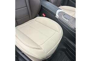 HOMOSTARRY 2 Pack Leather Front Car Seat Cover Bottom Only, Anti-slip Padded Seat Cushion, Full Wrap Seat Protector with Storage Function Universal Fit for Most Cars, SUV, Pick-up Trucks (Light Beige)
