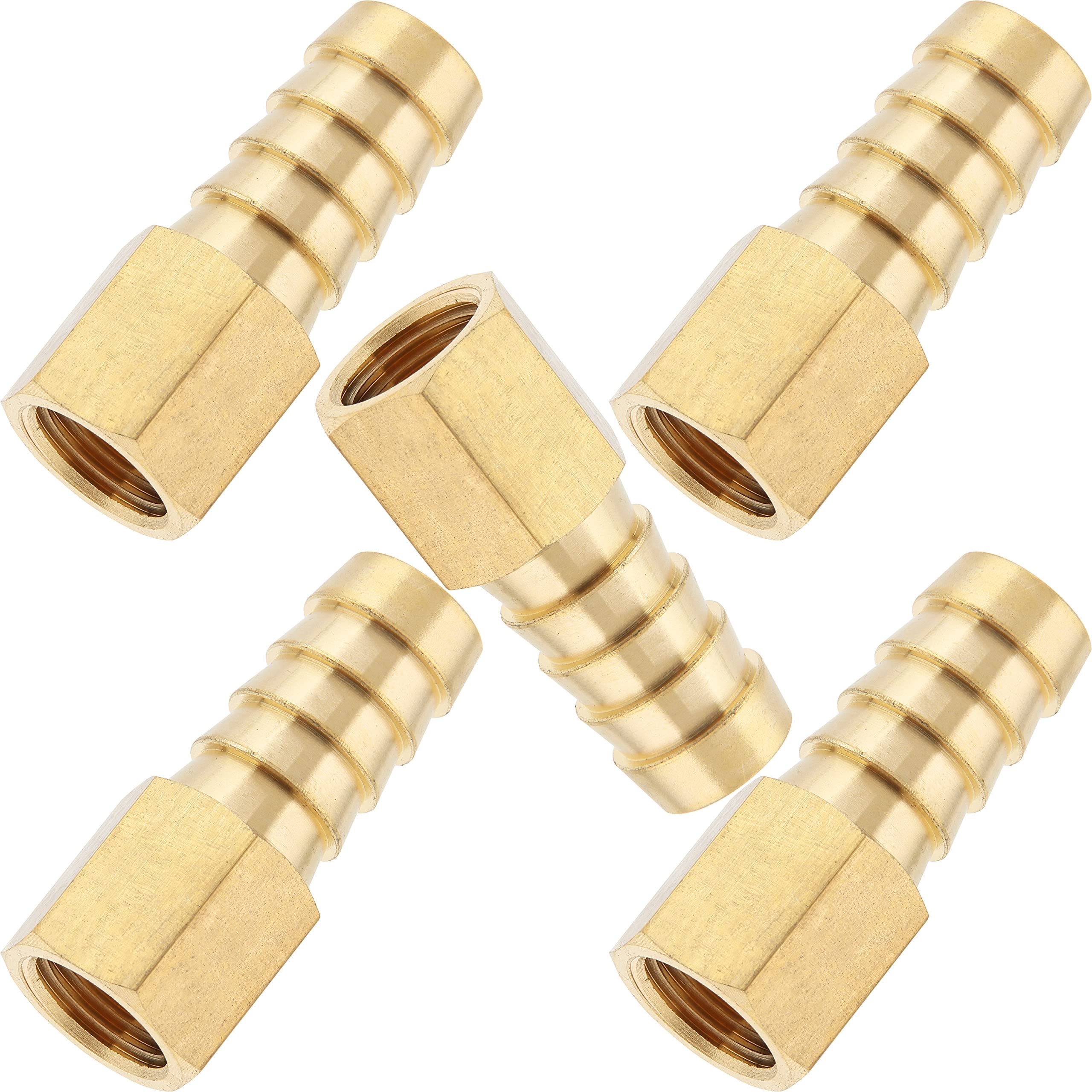 LTWFITTING Brass BSP Fitting Coupler/Adapter 1/4-Inch Female BSPP x 12mm Hose Barb(Pack of 5)