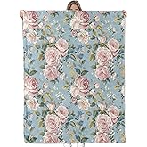Bidesk Vintage Pink Rose Blanket Cozy Soft Flannel Throw Blanket - Lightweight & Warm Blankets for Couch, Bed, Travel, Fuzzy Outdoor Comfort Wrap, for Women Adults Kids 60"×50"