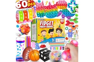 HHOBBY STARS (60 Pcs) Sensory Fidget Toys Pack, School Classroom Rewards Goodie Bag Party Favors for Kids 3-5 4-8 8-12, Stress Relief & Anxiety Relief Tools Autistic ADHD Toys Holiday Birthday