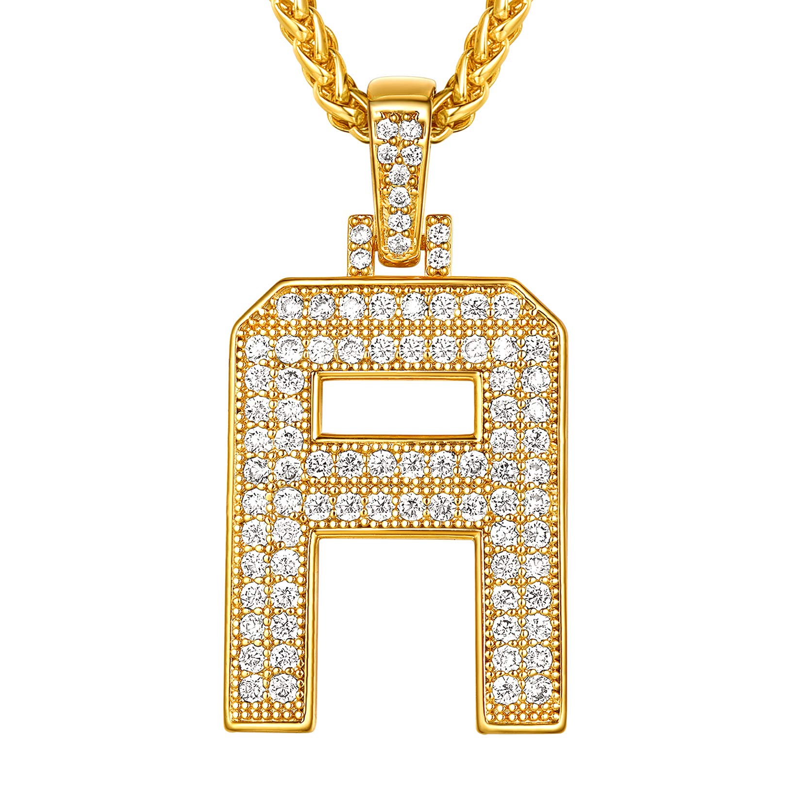 Suplight Initial Letters A-Z Pendant with Stainless Steel Chain, A Necklace, Bling Bling ICY Alphabet Letter Necklace Jewery for Him