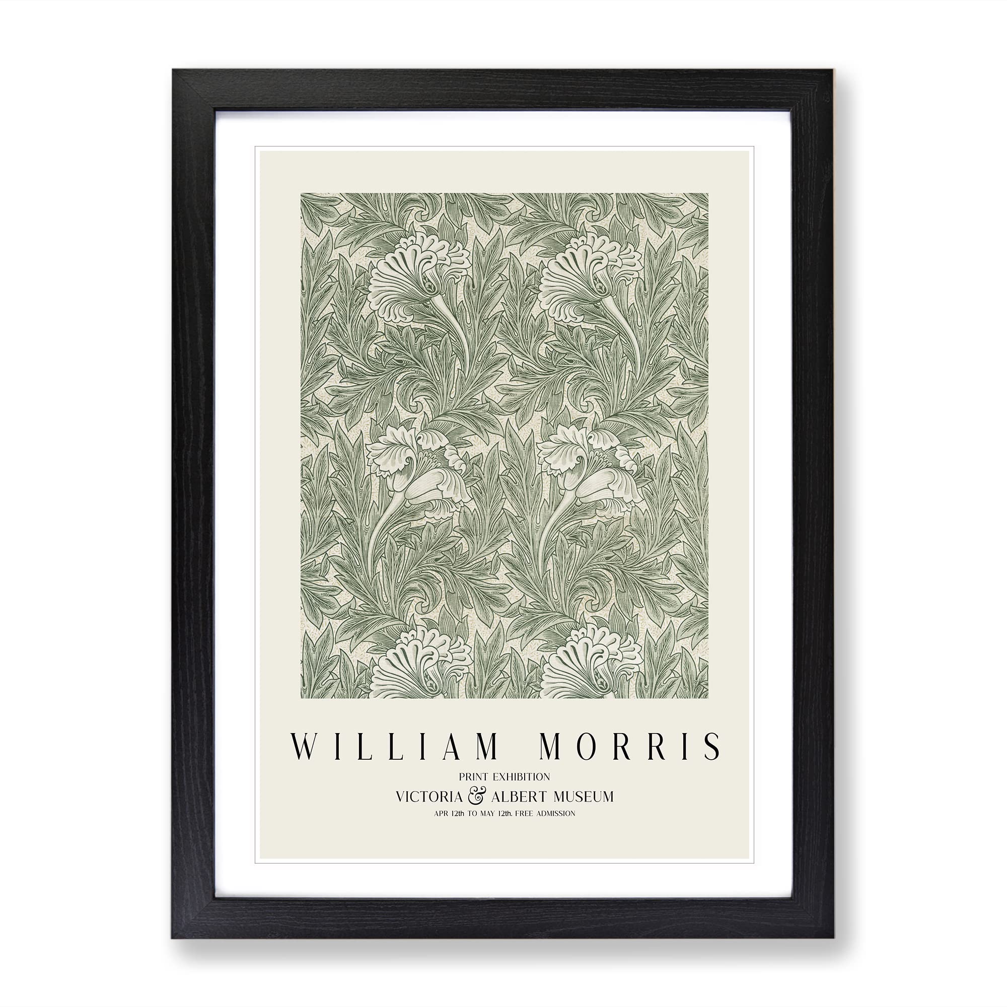 Tulips By William Morris Exhibition Museum Painting Framed Wall Art Print, Ready to Hang Picture for Living Room Bedroom Home Office Décor, Black A3 (34 x 46 cm)